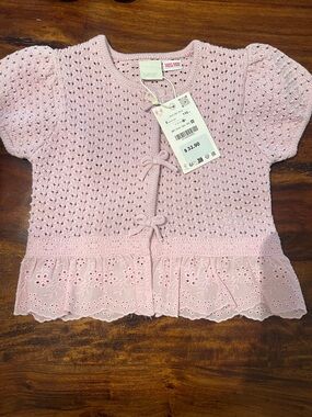 Zara Purple Knit Eyelet Cardigan Top